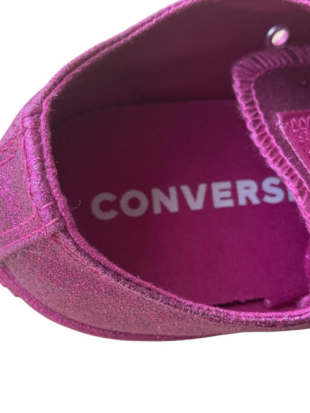 Converse Low Top Sneakers in Magenta Glitter - Picture 7 of 7